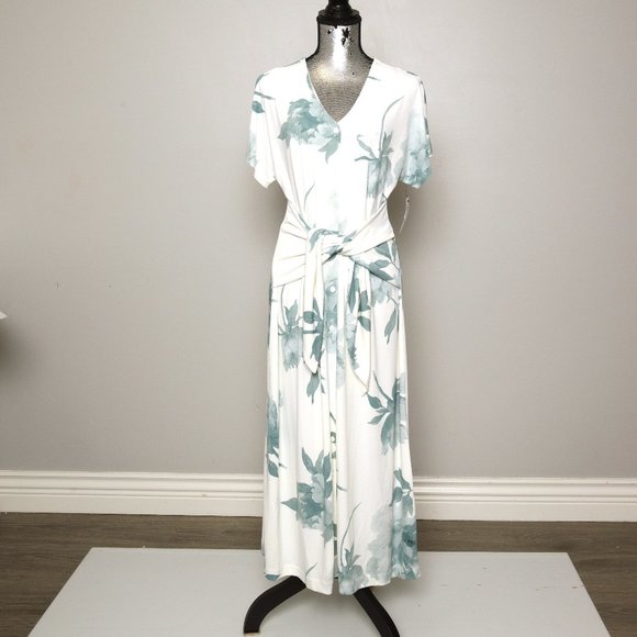 NWT ALFANI FLORAL PRINT TIE FRONT SHIRTDRESS - M - Picture 3 of 7